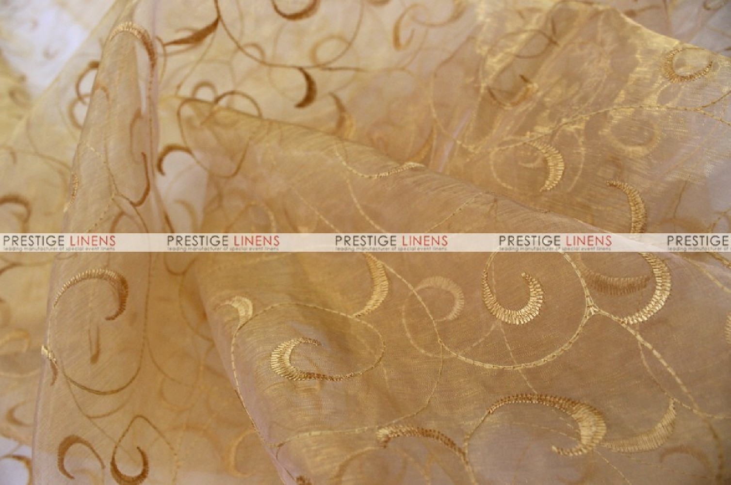 Organza Swirl Fabric by the yard 226 Gold Prestige Linens