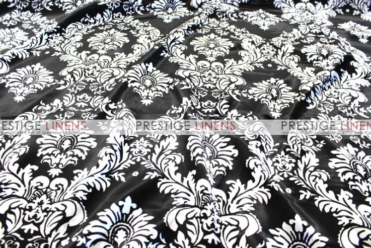 Damask Print Charmeuse Aisle Runner - Black/White