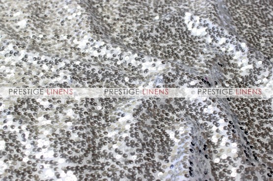 Taffeta Sequins Embroidery Table Runner - White/Silver