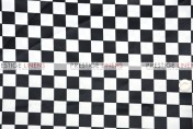 Race Check Lamour Table Linen - 1 Inch - White/Black
