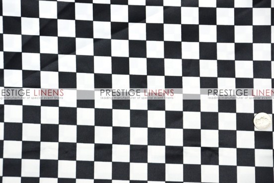 Race Check Lamour Table Linen - 1 Inch - White/Black