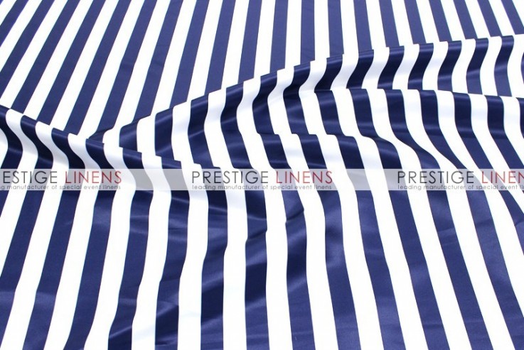Striped Print Lamour Table Linen - 1 Inch - Navy