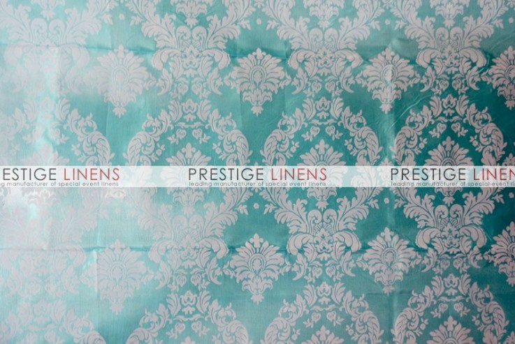 Flocking Damask Taffeta Aisle Runner - Aqua/White