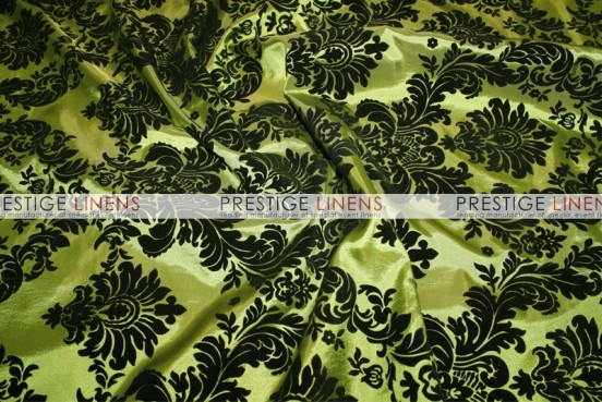 Flocking Damask Taffeta Aisle Runner - Dk Lime/Black