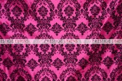Flocking Damask Taffeta Chair Caps & Sleeves - Hot Pink/Black