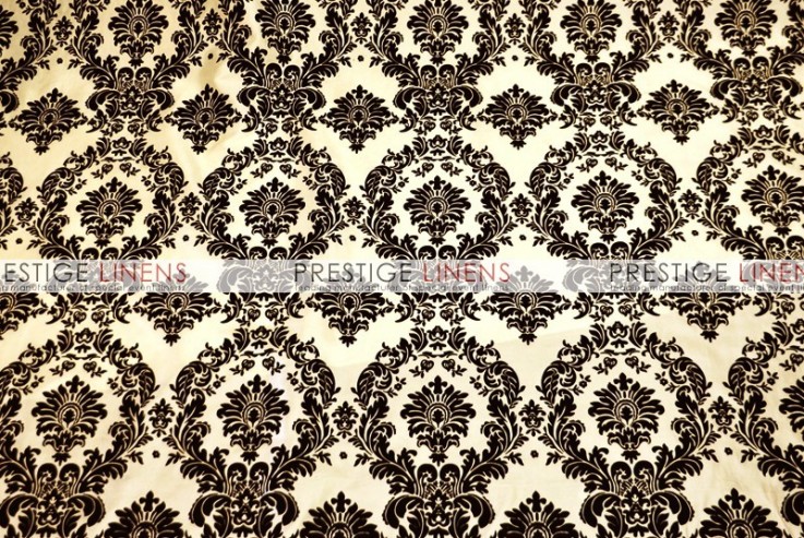 Flocking Damask Taffeta Aisle Runner - Ivory/Black