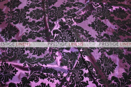 Flocking Damask Taffeta Chair Caps & Sleeves - Plum/Black