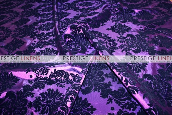 Flocking Damask Taffeta Chair Caps & Sleeves - Purple/Black