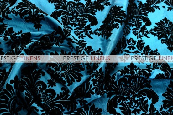 Flocking Damask Taffeta Chair Caps & Sleeves - Teal/Black