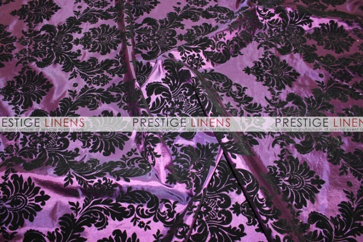 Flocking Damask Taffeta Aisle Runner - Plum/Black