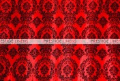 Flocking Damask Taffeta Aisle Runner - Red/Black