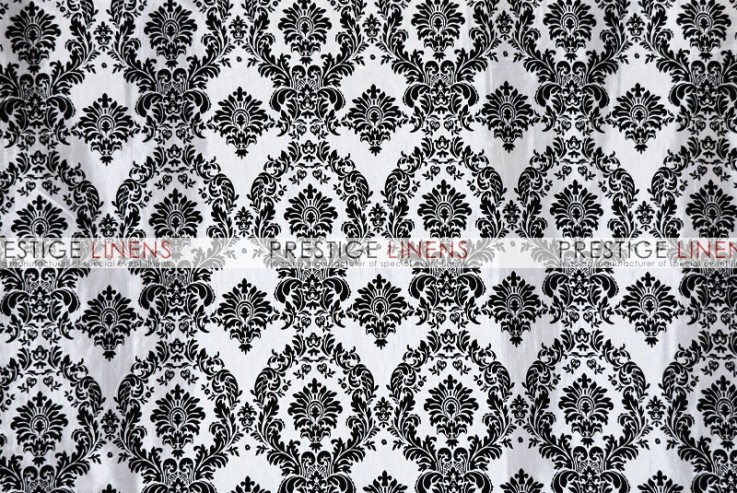 Flocking Damask Taffeta Aisle Runner - White/Black