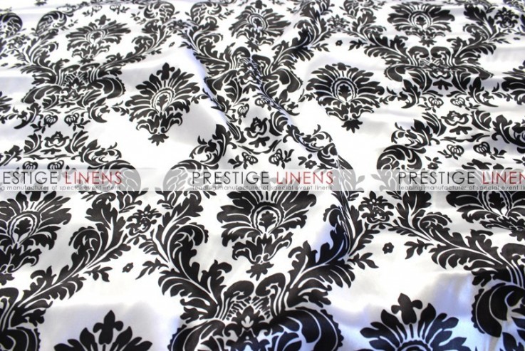 Damask Print Charmeuse Draping - White/Black