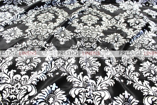 Damask Print Charmeuse Sash-Black/White