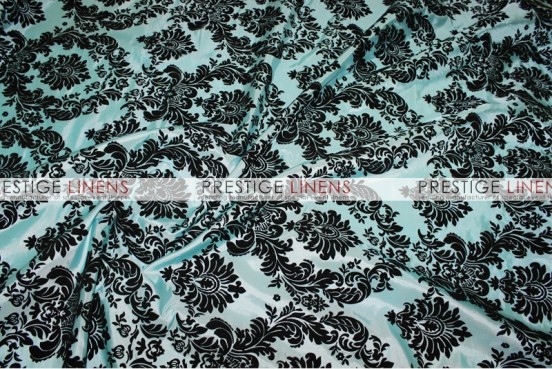 Flocking Damask Taffeta Sash-Aqua/Black