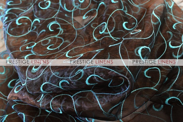 Organza Swirl Sash-Brown/Aqua