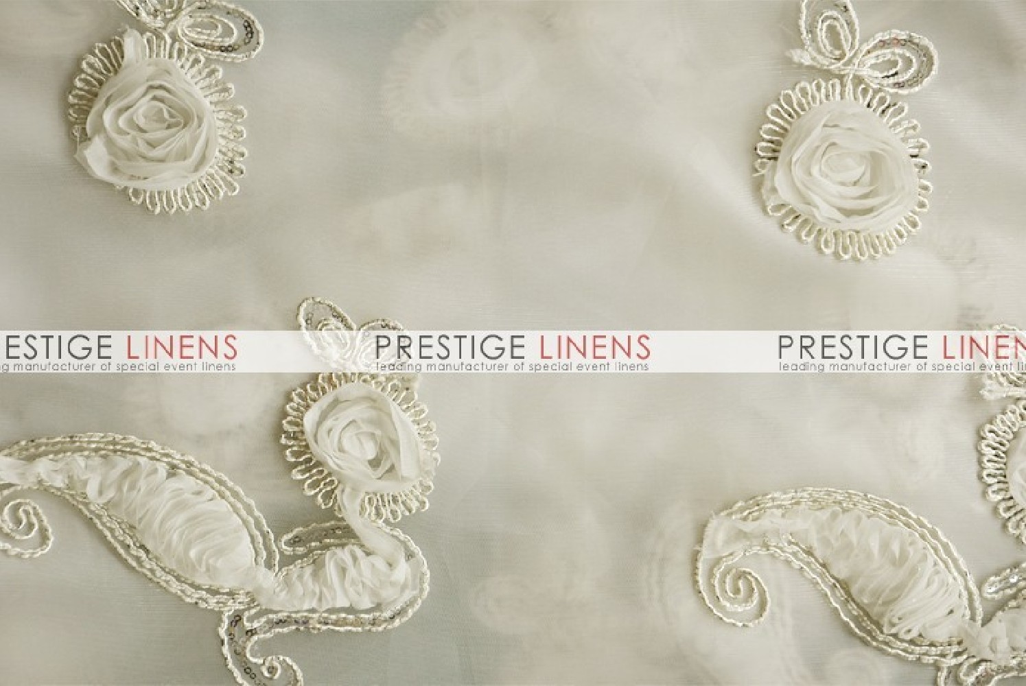 Fancy Paisley Table Linen Ivory Prestige Linens