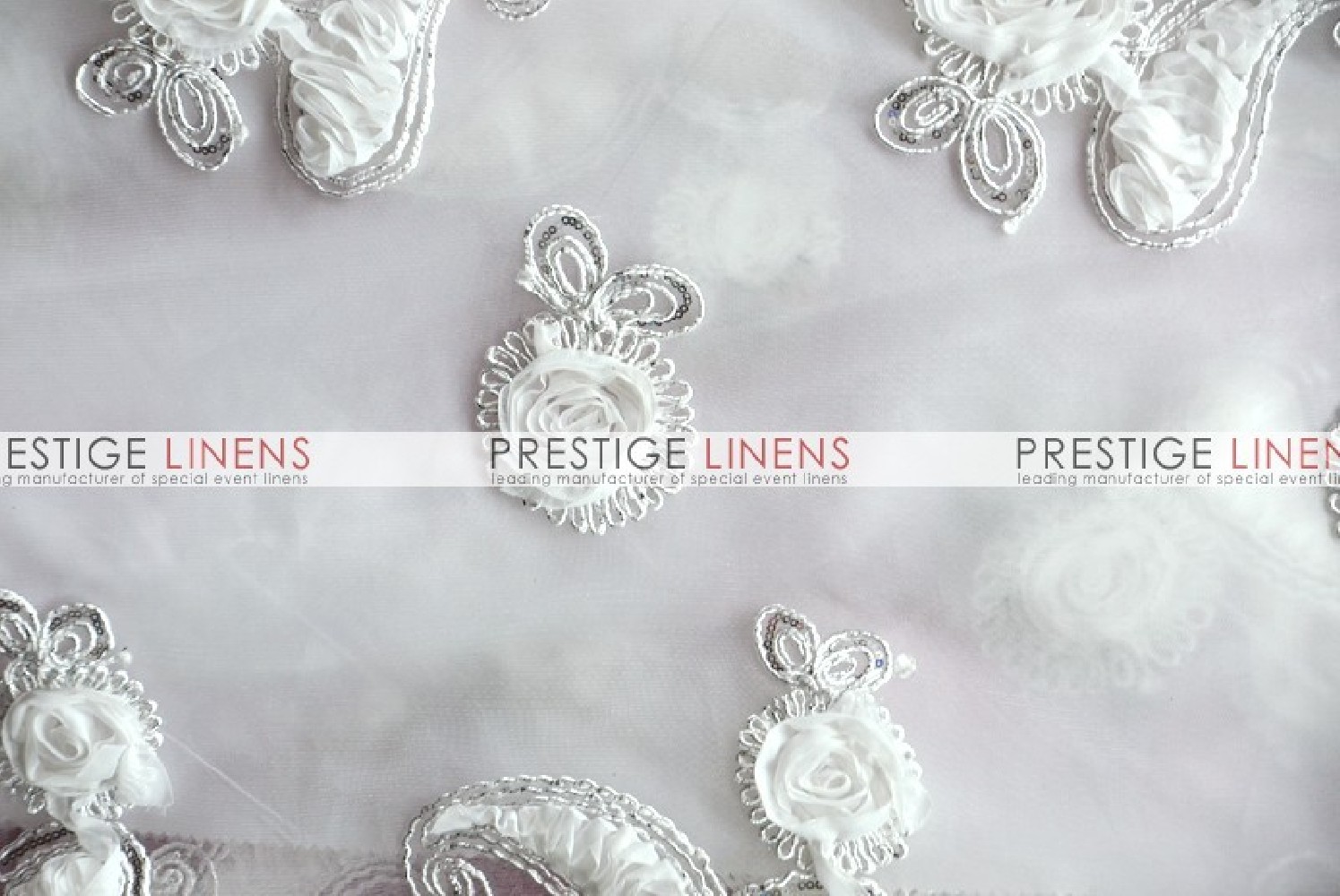 Fancy Paisley Table Linen White Prestige Linens