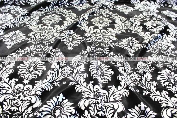 Damask Print Charmeuse Chair Cover - Black/White