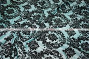 Flocking Damask Taffeta Chair Cover - Aqua/Black