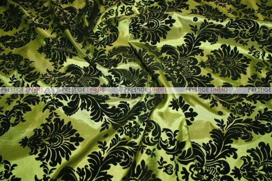 Flocking Damask Taffeta Chair Cover - Dk Lime/Black