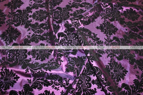 Flocking Damask Taffeta Chair Cover - Plum/Black