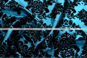 Flocking Damask Taffeta Chair Cover - Teal/Black