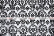 Flocking Damask Taffeta Draping - White/Black