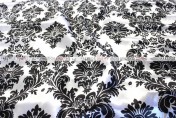 Damask Print Charmeuse - Fabric by the yard - White/Black