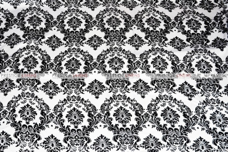 Damask Print Lamour - Fabric by the yard - White/Black
