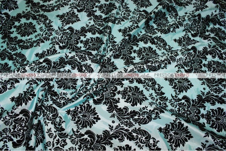 Flocking Damask Taffeta - Fabric by the yard - Aqua/Black