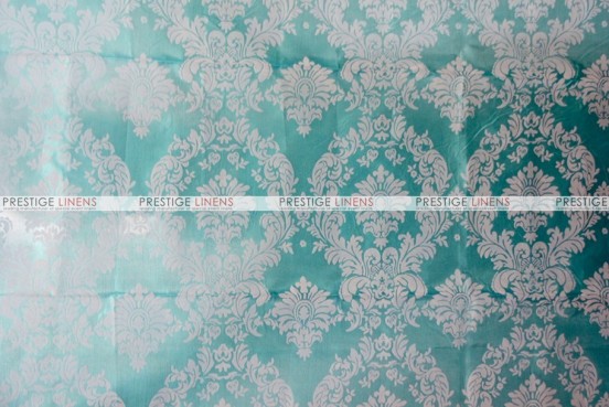 Flocking Damask Taffeta - Fabric by the yard - Aqua/White