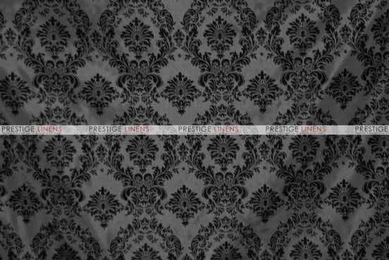 Flocking Damask Taffeta - Fabric by the yard - Black/Black