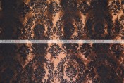 Flocking Damask Taffeta - Fabric by the yard - Brown/Black