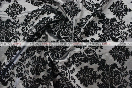 Flocking Damask Taffeta - Fabric by the yard - Charcoal/Black