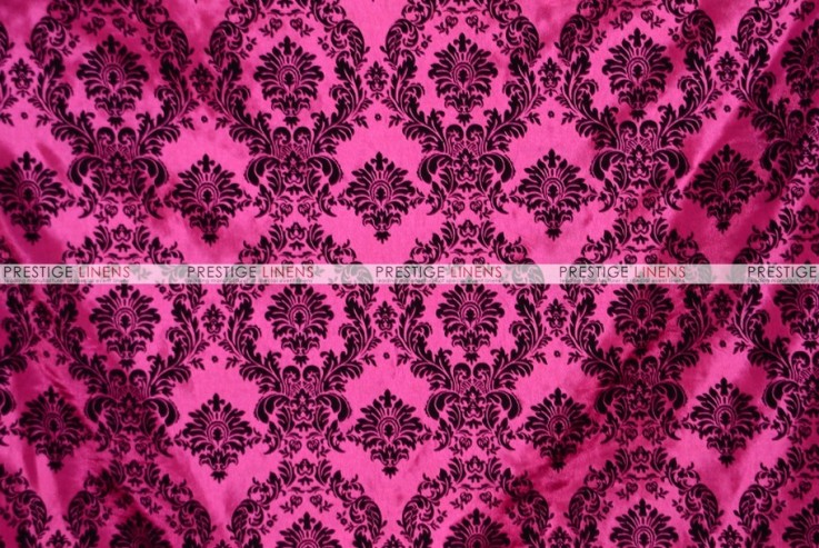 Flocking Damask Taffeta - Fabric by the yard - Hot Pink/Black