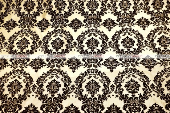 Flocking Damask Taffeta - Fabric by the yard - Ivory/Black