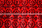 Flocking Damask Taffeta - Fabric by the yard - Red/Black
