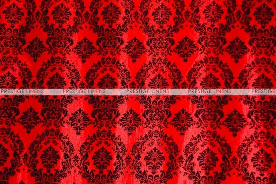 Flocking Damask Taffeta - Fabric by the yard - Red/Black