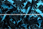 Flocking Damask Taffeta - Fabric by the yard - Teal/Black