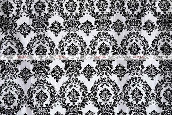 Flocking Damask Taffeta - Fabric by the yard - White/Black