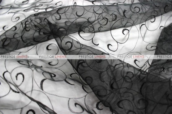 Organza Swirl - Fabric by the yard - 1127 Black