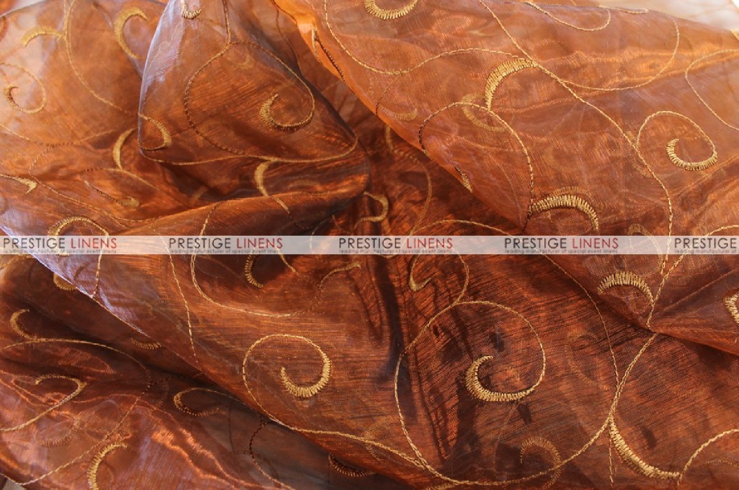 Organza Swirl - Fabric by the yard - 342 Copper - Prestige Linens