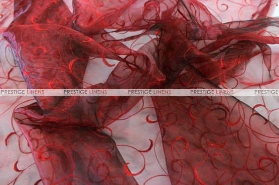 Organza Swirl - Fabric by the yard - 628 Burgundy