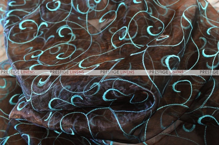 Organza Swirl - Fabric by the yard - Brown/Aqua