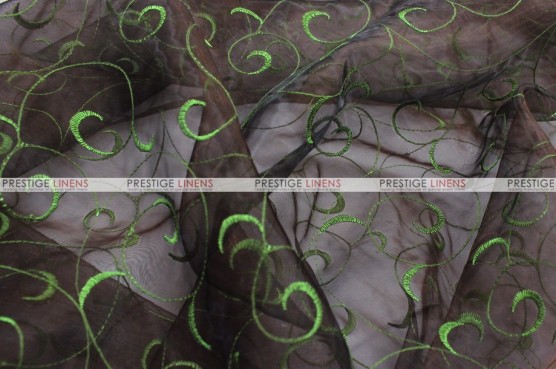 Organza Swirl - Fabric by the yard - Brown/Dk Lime