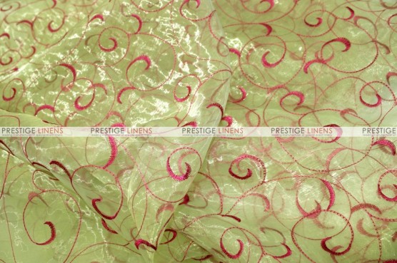 Organza Swirl - Fabric by the yard - Lime/Fuchsia