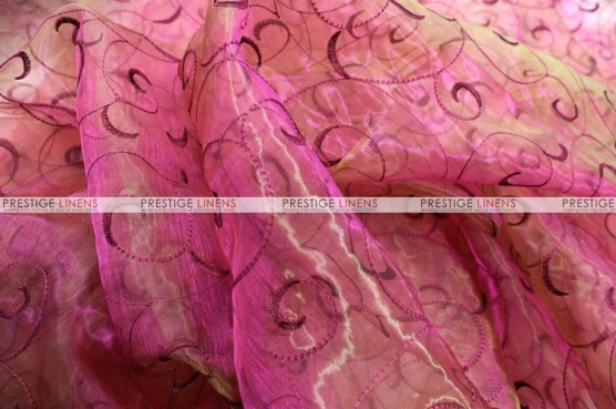 Organza Swirl - Fabric by the yard - Magenta/Gold