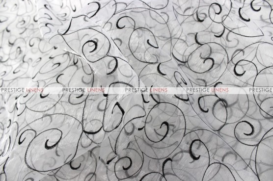 Organza Swirl - Fabric by the yard - White/Black