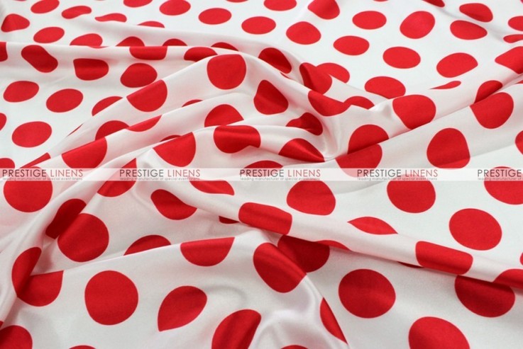 Polka Dot Charmeuse - Fabric by the yard - White/Red - Prestige Linens